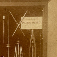 Double Expansion Twist Shuttle Spindles Display, Boston Mechanics Fair, Gorgeous 1873 Albumen Stereoview