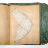 Very Lovely 1939-40 French Sewing Samples Notebook in Wonderful Hand-sewn Cover