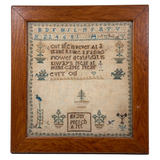 Our Life is Never at a Stand, Its Like a Fading Flower, Lovely and Poignant 1839 Sampler, Elizer Merchant
