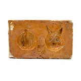 Most Charming, Very Scarce Old Chalkware Halloween Mold in Best Soft Orange Paint