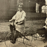 Children Driving Three and Four Wheelers in Safety Goggles, Wonderful Antique Paper Print Snapshot