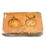 Most Charming, Very Scarce Old Chalkware Halloween Mold in Best Soft Orange Paint