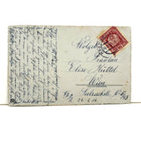 Birds and Berries and Bee, 1916-17 Austrian Ink and Watercolor Hand-drawn Postcard