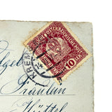 Birds and Berries and Bee, 1916-17 Austrian Ink and Watercolor Hand-drawn Postcard