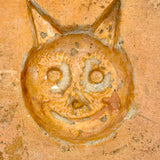 Most Charming, Very Scarce Old Chalkware Halloween Mold in Best Soft Orange Paint