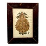 SOLD Charming and Unusual Earlier 19th Century Watercolor and Cut Paper Pineapple in Presumed Original Frame