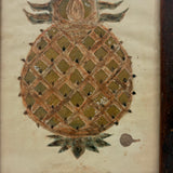 SOLD Charming and Unusual Earlier 19th Century Watercolor and Cut Paper Pineapple in Presumed Original Frame