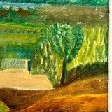 Cottage in Landscape with Figure, Wonderful Charles Rabin c. 1970s Oil on Board Painting