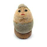 Very Finely Crocheted, Hard-Shell Old Folk Art Humpty Dumpty...Rattle!