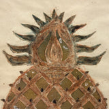 SOLD Charming and Unusual Earlier 19th Century Watercolor and Cut Paper Pineapple in Presumed Original Frame