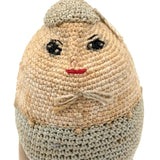 Very Finely Crocheted, Hard-Shell Old Folk Art Humpty Dumpty...Rattle!