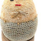 Very Finely Crocheted, Hard-Shell Old Folk Art Humpty Dumpty...Rattle!