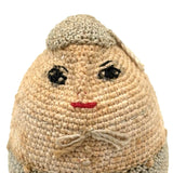 Very Finely Crocheted, Hard-Shell Old Folk Art Humpty Dumpty...Rattle!