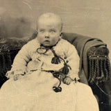 Existential Feeling Tintype Portrait of a Wide Eyed Baby with Half Hidden Mother