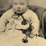 Existential Feeling Tintype Portrait of a Wide Eyed Baby with Half Hidden Mother