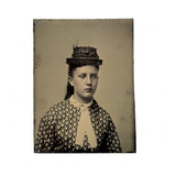 Striking, Painterly, Super Crisp Ninth Plate Tintype of Young Woman with Hat