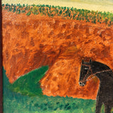 Boy in Green with Boots on Horse in Landscape, Wonderful Charles Rabin Oil on Board Painting