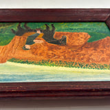 Boy in Green with Boots on Horse in Landscape, Wonderful Charles Rabin Oil on Board Painting