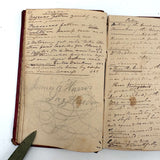 Extracts Vol.4, Densely Packed, Far-ranging Medical Research Notebook (Ship Medic?) with Excellent Red Leather, Anchor Embossed Cover