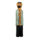 Very Naive Little Carved Man with Blue Coat and Black Beard