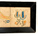 George W. Gruber's Double-sided Antique Pennsylvania Fraktur Type Watercolor with Birds and Flowers
