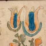 George W. Gruber's Double-sided Antique Pennsylvania Fraktur Type Watercolor with Birds and Flowers