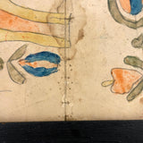George W. Gruber's Double-sided Antique Pennsylvania Fraktur Type Watercolor with Birds and Flowers