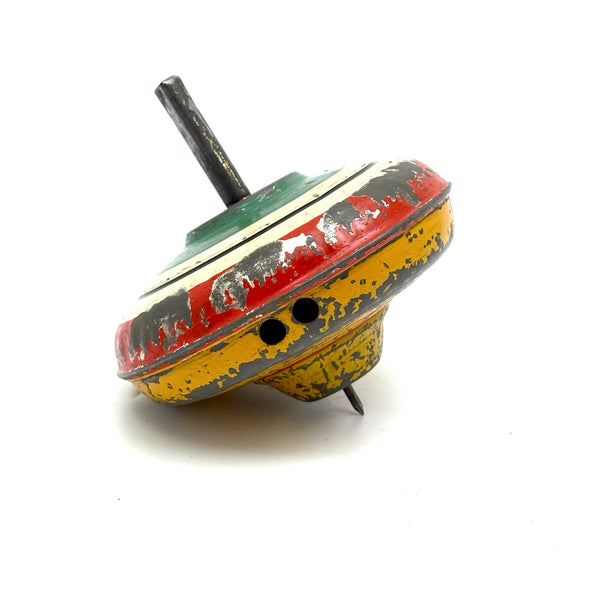 Old Tin Spinning Top with Excellent Hand-Painted Color