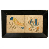 George W. Gruber's Double-sided Antique Pennsylvania Fraktur Type Watercolor with Birds and Flowers