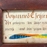 His Sign is the Lion, Pennsylvania German 1803 Fraktur Watercolor Birth Announcement in Brilliant Color