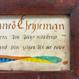 His Sign is the Lion, Pennsylvania German 1803 Fraktur Watercolor Birth Announcement in Brilliant Color