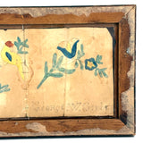 George W. Gruber's Double-sided Antique Pennsylvania Fraktur Type Watercolor with Birds and Flowers