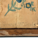 George W. Gruber's Double-sided Antique Pennsylvania Fraktur Type Watercolor with Birds and Flowers