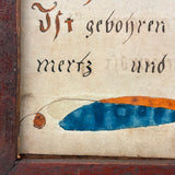 His Sign is the Lion, Pennsylvania German 1803 Fraktur Watercolor Birth Announcement in Brilliant Color