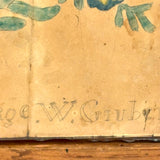 George W. Gruber's Double-sided Antique Pennsylvania Fraktur Type Watercolor with Birds and Flowers