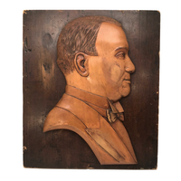 Beautifully Carved, Mounted Folk Art Portrait of Man with Bow Tie and Fabulous Hair