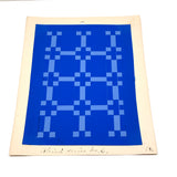 Quilt-like Grid of Blue Crosses, Transcendent Antique Froebel Kindergarten Paper Weaving