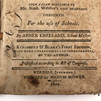 1804 American Definition Spelling Book, Abner Kneeland, in Hand-stitched Leather Wrap