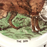 The Dog, c. 1880 Staffordshire Hand-colored Transferware Alphabet Plate