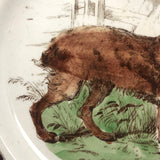 The Dog, c. 1880 Staffordshire Hand-colored Transferware Alphabet Plate