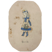 Graphite and Watercolor Schoolgirl Portrait: Cassie (I think!), c. 1873