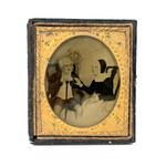 A Gentle Hand (and Short Breeches!) 19th C. Ambrotype of 18th Century Painting in Half Case