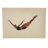 Diver in Flight, Vintage Stamp Art Collage