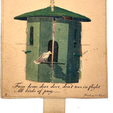 Birds of Prey, Scarce and Marvelous Riedel, Nuremberg Mechanical Valentine  c. 1830s