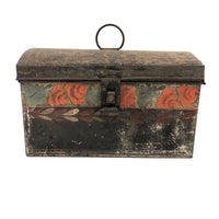 Very Lovely Early Tole Painted Box with Carrying Loop