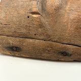 Old Carved Wooden Face with Rich Patina (Including Nailed Repair and Worm Holes)