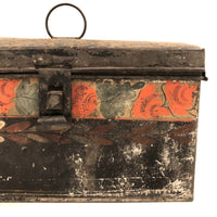 Very Lovely Early Tole Painted Box with Carrying Loop