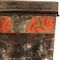 Very Lovely Early Tole Painted Box with Carrying Loop