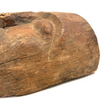 Old Carved Wooden Face with Rich Patina (Including Nailed Repair and Worm Holes)