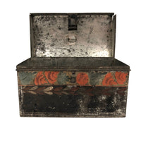 Very Lovely Early Tole Painted Box with Carrying Loop
